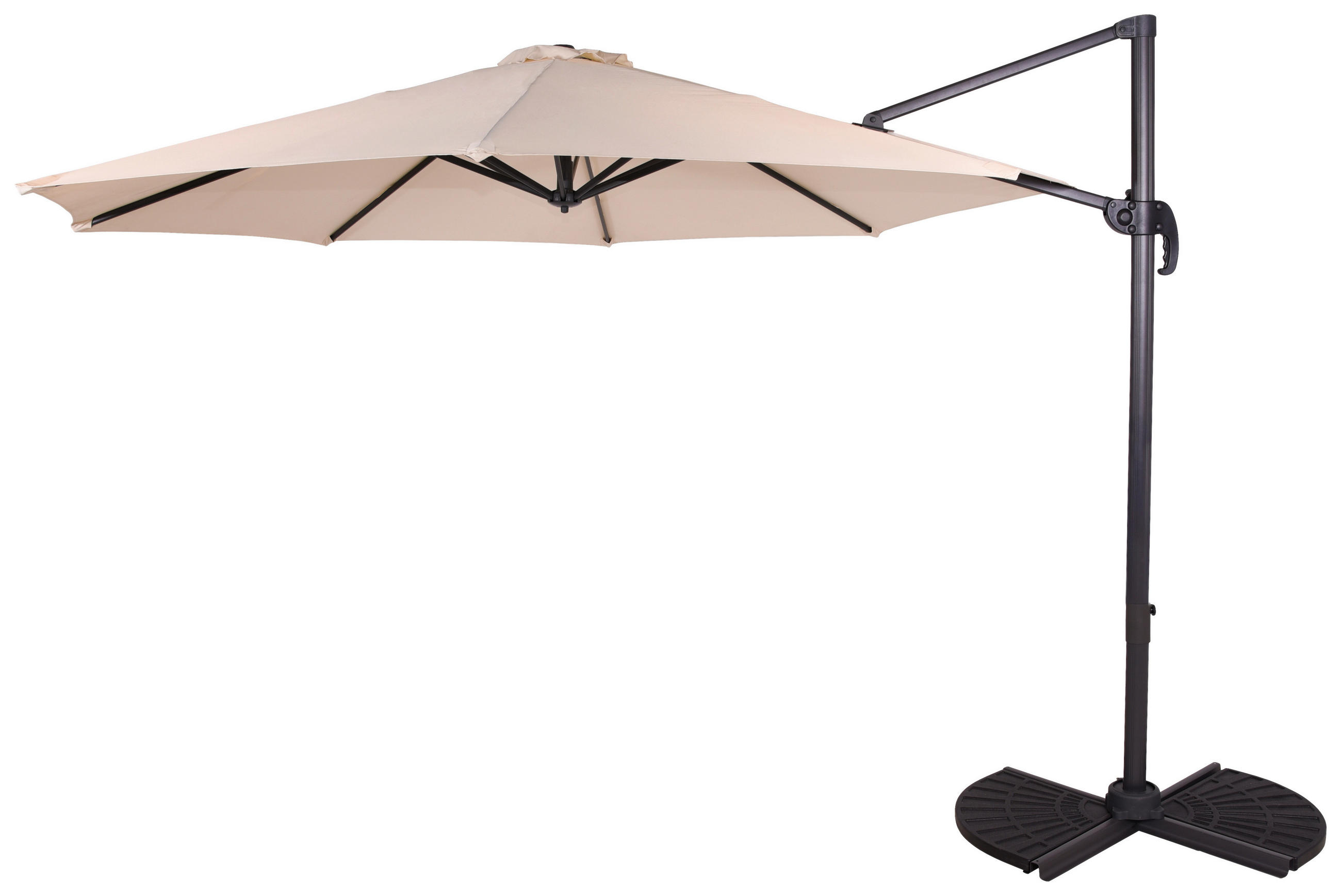 AMPELSCHIRM 356 cm Creme  - Creme/Schwarz, MODERN, Textil/Metall (300/250/356cm) - Gardenson