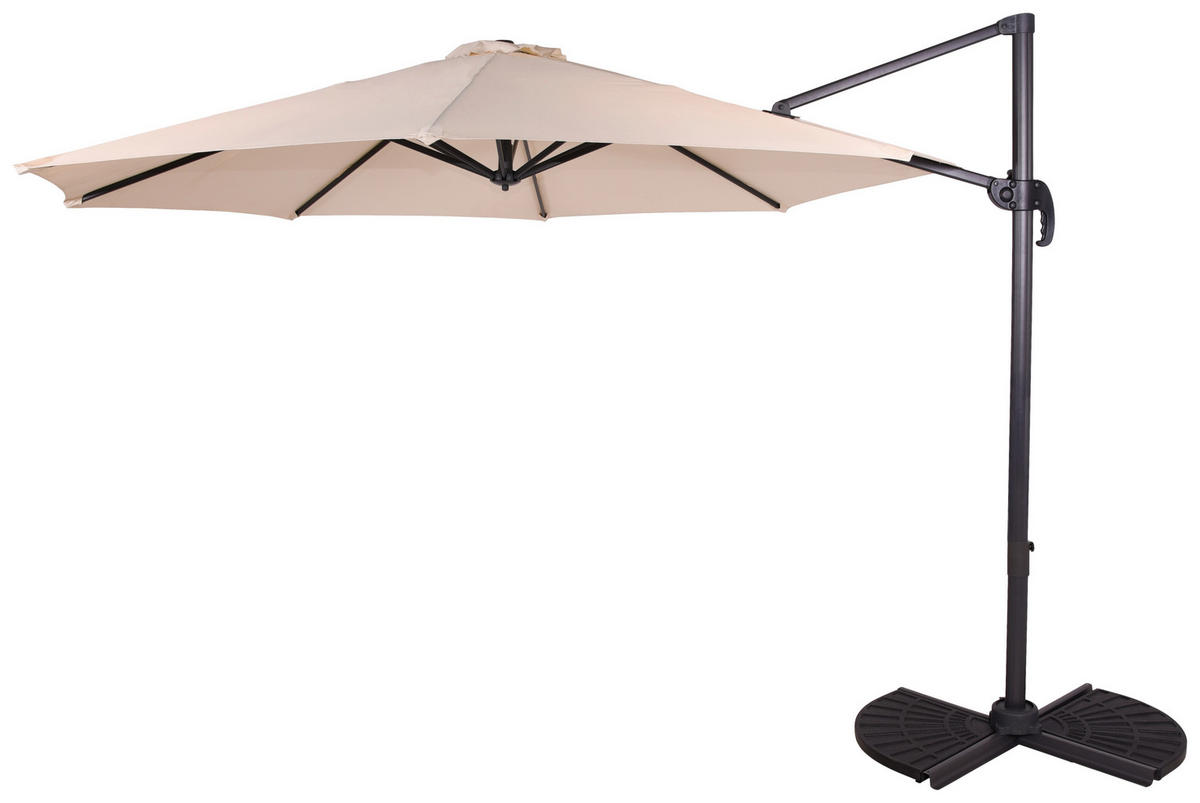 AMPELSCHIRM 356 cm Creme  - Creme/Schwarz, MODERN, Textil/Metall (300/250/356cm) - Gardenson
