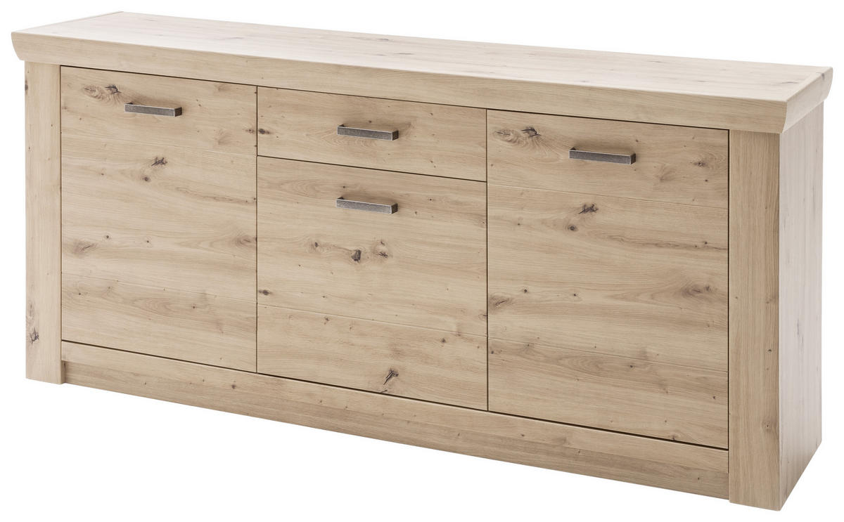 SIDEBOARD 183/84/45 cm  - nickelfärgad/ekfärgad, Design, metall/trämaterial (183/84/45cm) - Livetastic