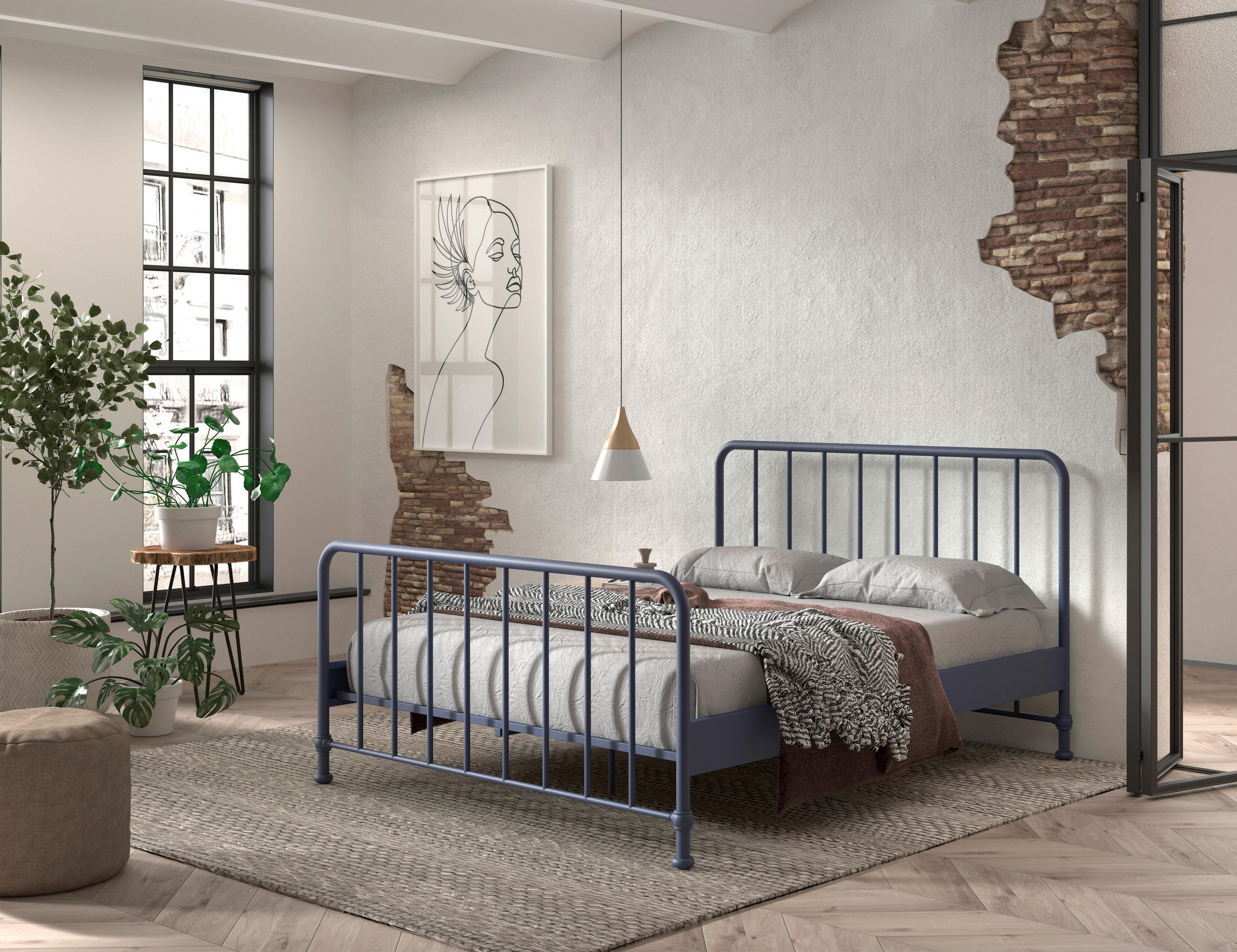 KINDER-/JUNIORBETT 160/200 cm  in Blau  - Blau, ROMANTIK / LANDHAUS, Holz/Metall (160/200cm) - MID.YOU