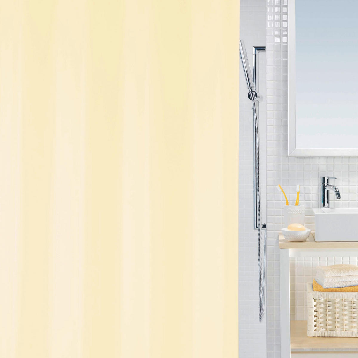 DUSCHVORHANG BIO 180/200 cm  - Sandfarben, Basics, Kunststoff (180/200cm) - Spirella