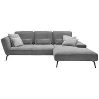 ECKSOFA Grau Cord  - Schwarz/Grau, KONVENTIONELL, Textil/Metall (304/205cm) - SetOne by Musterring