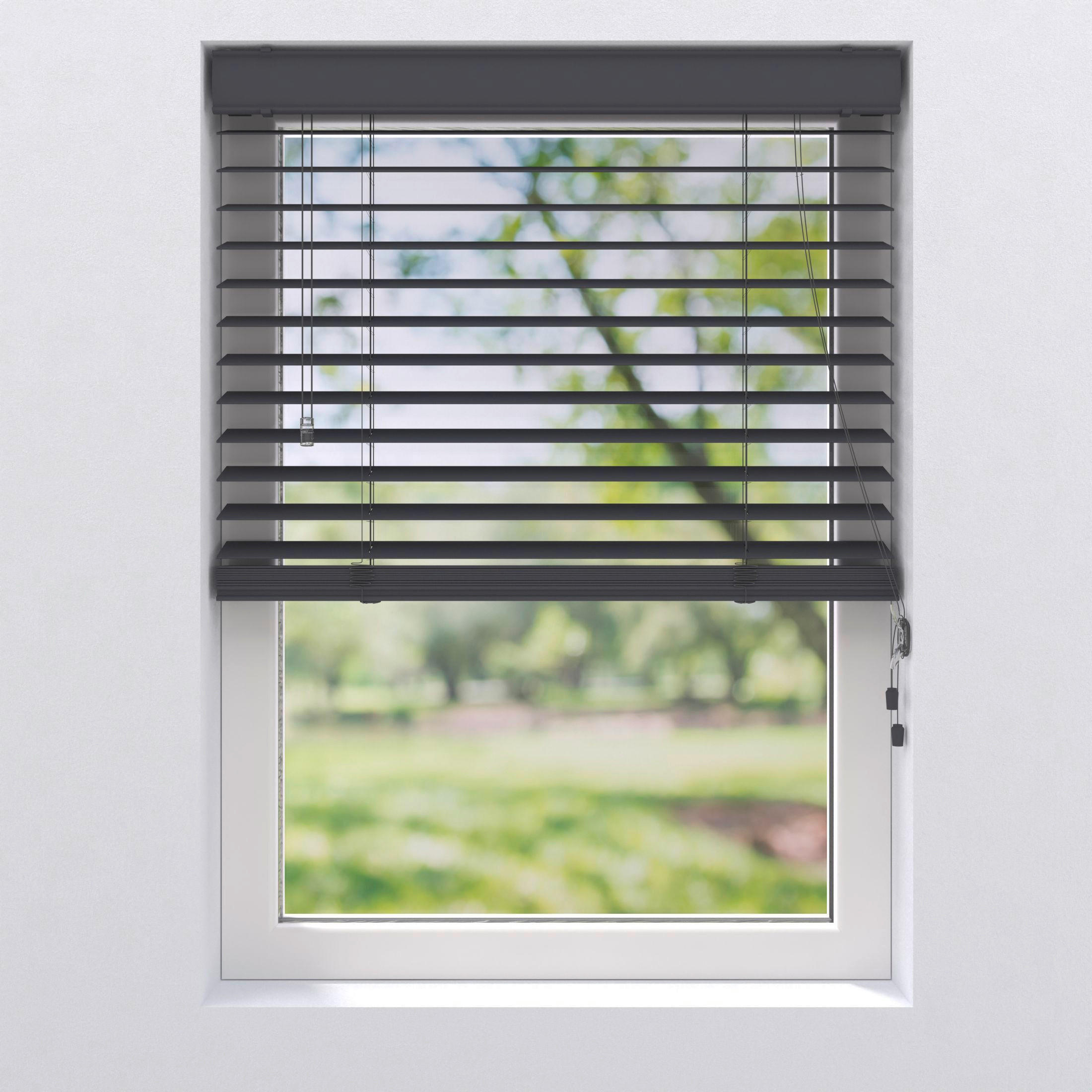 Jalousie 50mm in Holzoptik  - Anthrazit, Design, Kunststoff (105/130cm)