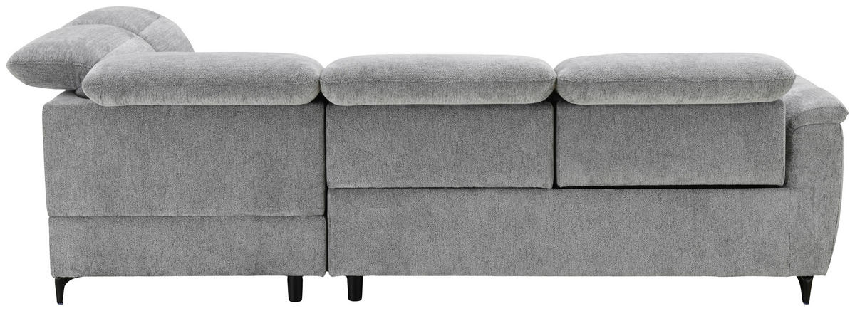 ECKSOFA Grau Chenille Relaxfunktion, Kopfteilverstellung, Stauraum  - Schwarz/Grau, Design, Textil/Metall (266/220cm) - Xora