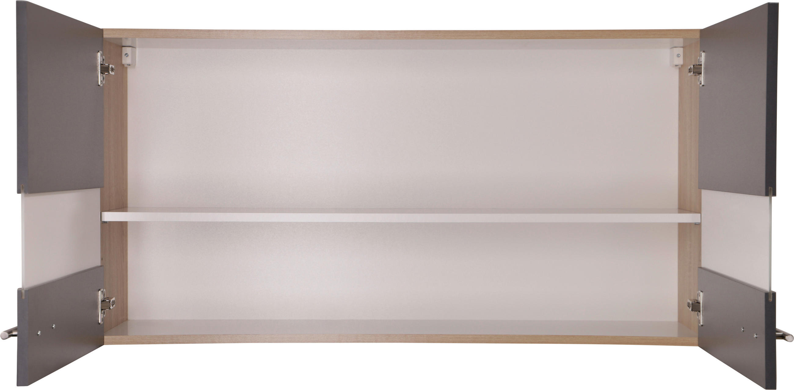 KÜCHENOBERSCHRANK 110/56,1/34,6 cm  in Grau, Eichefarben  - Eichefarben/Silberfarben, Basics, Glas/Holzwerkstoff (110/56,1/34,6cm) - Respekta