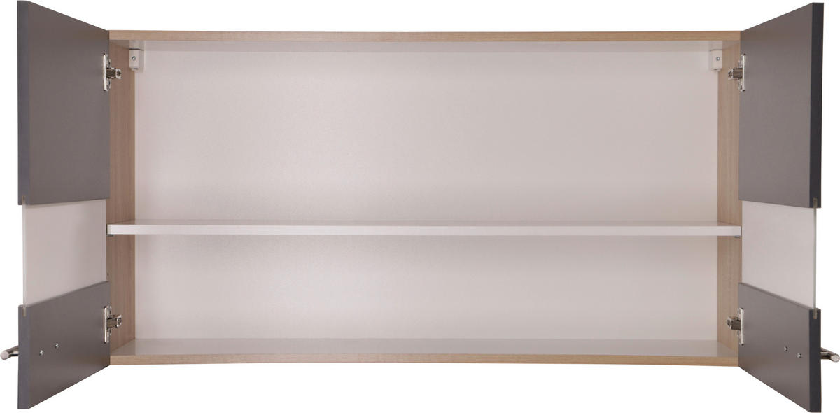 KÜCHENOBERSCHRANK 110/56,1/34,6 cm  in Grau, Eichefarben  - Eichefarben/Silberfarben, Basics, Glas/Holzwerkstoff (110/56,1/34,6cm) - Respekta