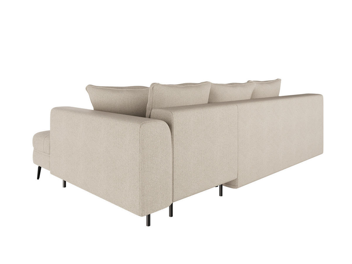 Ecksofa inkl. Funktionen in Webstoff Naturfarben  - Schwarz/Naturfarben, Modern, Textil/Metall (279/177cm)