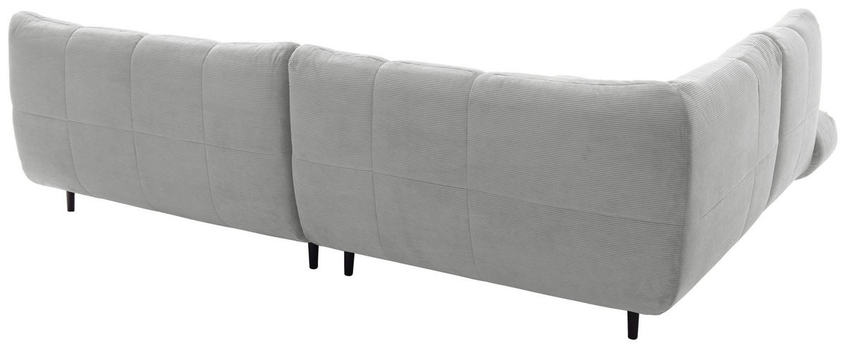 ECKSOFA Ottomane links, Eckteil  Silberfarben Feincord  - Silberfarben/Schwarz, Design, Holz/Textil (215/288cm) - Pure Home Lifestyle