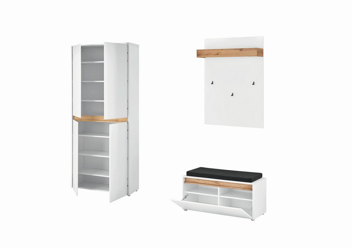 GARDEROBE 4-teilig  in 185/200/40 cm  - Eiche Wotan/Weiß, Design, Holzwerkstoff/Textil (185/200/40cm) - Modante