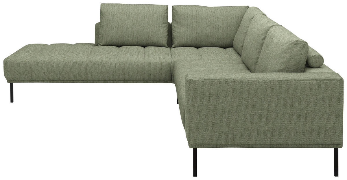 ECKSOFA Flachgewebe Olivgrün  - Schwarz/Olivgrün, Design, Textil/Metall (270/308cm) - Pure Home Lifestyle