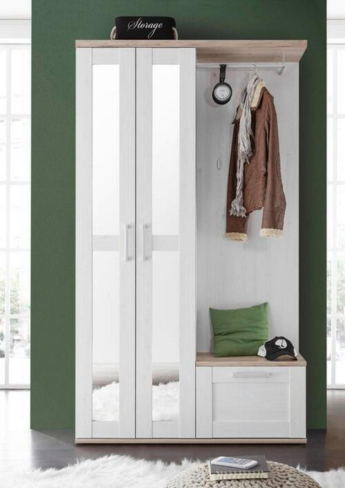GARDEROBE 3-teilig  in 115/201/38 cm  - Lärchefarben/Weiß, KONVENTIONELL, Glas/Holzwerkstoff (115/201/38cm) - Xora