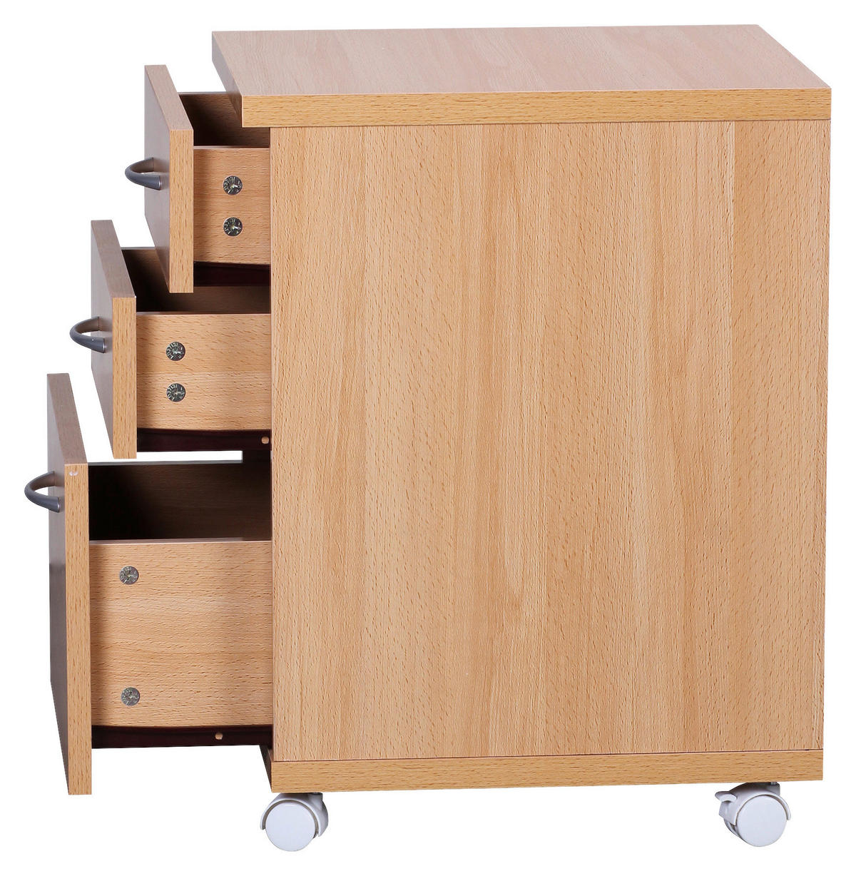 KONTAJNER NA KOLIESKACH, 40/60/45 cm - farba buka/strieborná, Konventionell, kompozitné drevo/plast (40/60/45cm) - MID.YOU