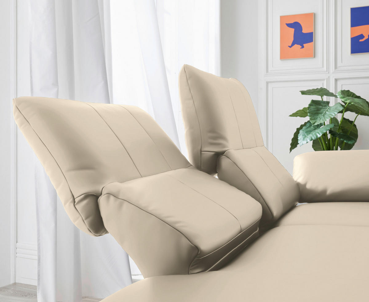 RÉCAMIERE in Echtleder Creme  - Chromfarben/Creme, Design, Leder/Metall (209/85-109/95-16cm) - Dieter Knoll