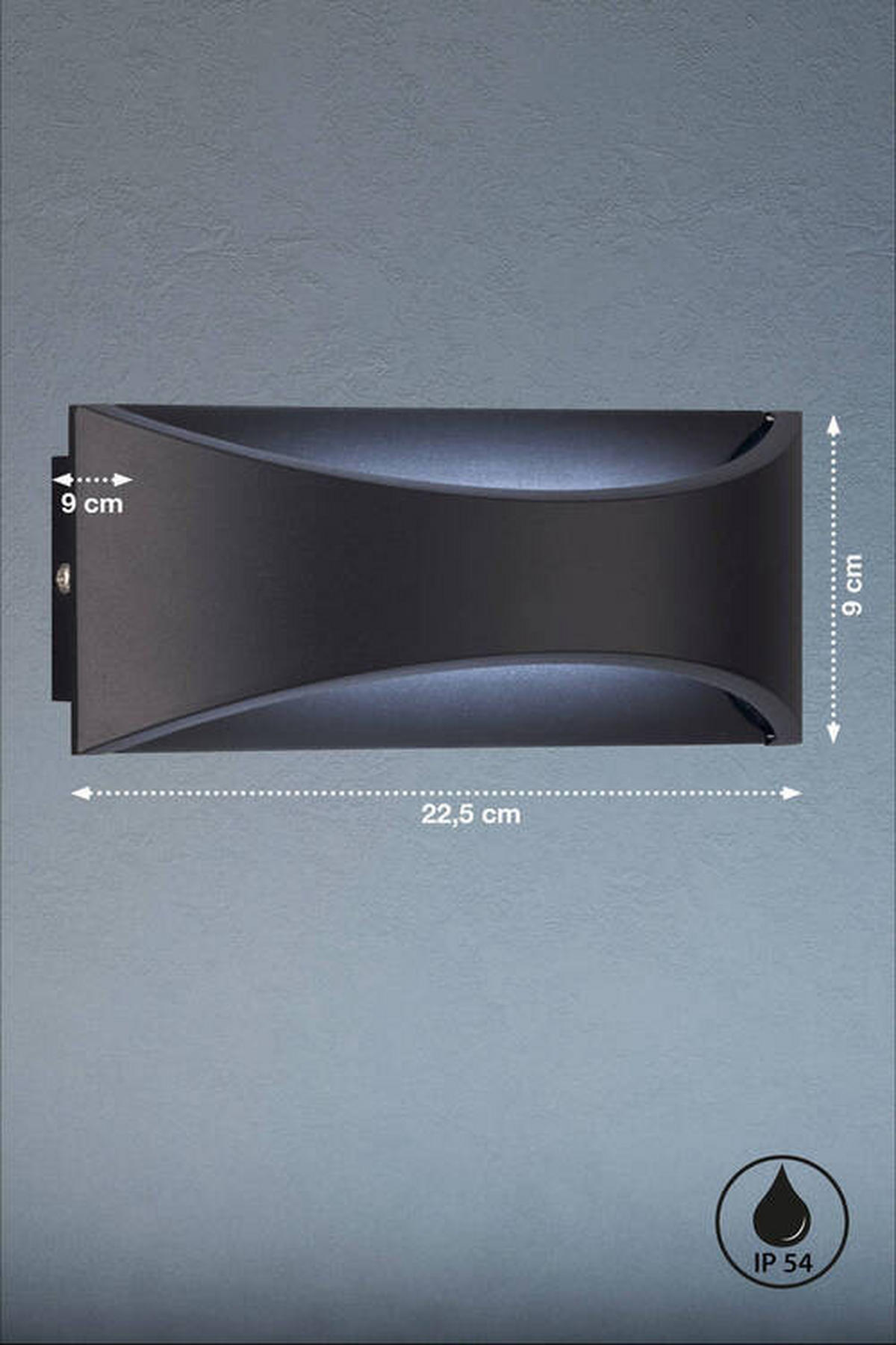 ZUNANJA STENSKA SVETILKA  Rio   22.5/9/9 cm          - črna, Design, kovina/umetna masa (22.5/9/9cm)