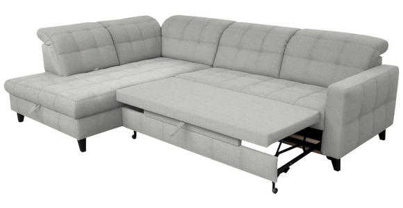 ECKSOFA in Webstoff Hellgrau 216/297 cm - Hellgrau/Schwarz, Design, Holz/Textil (216/297cm) - Xora