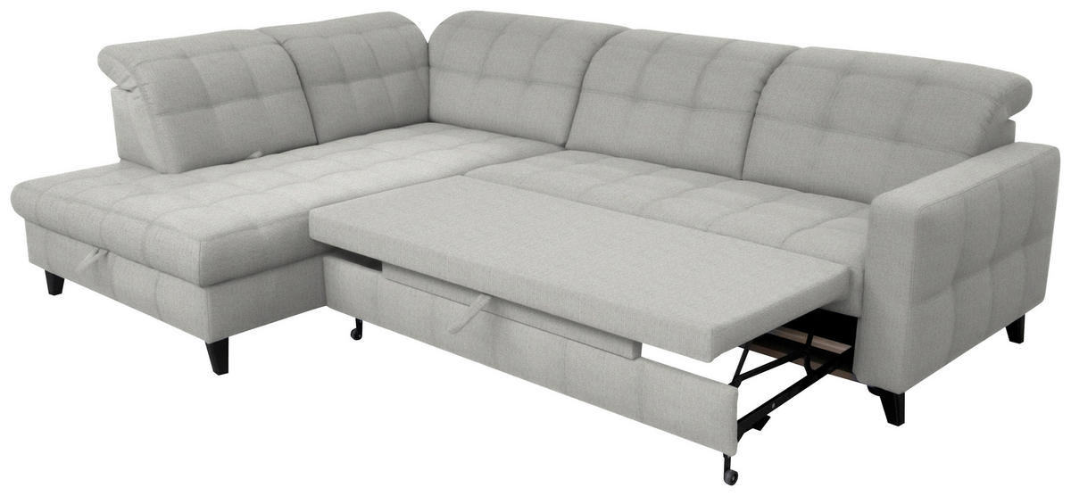 ECKSOFA in Webstoff Hellgrau  216/297 cm  - Hellgrau/Schwarz, Design, Holz/Textil (216/297cm) - Xora