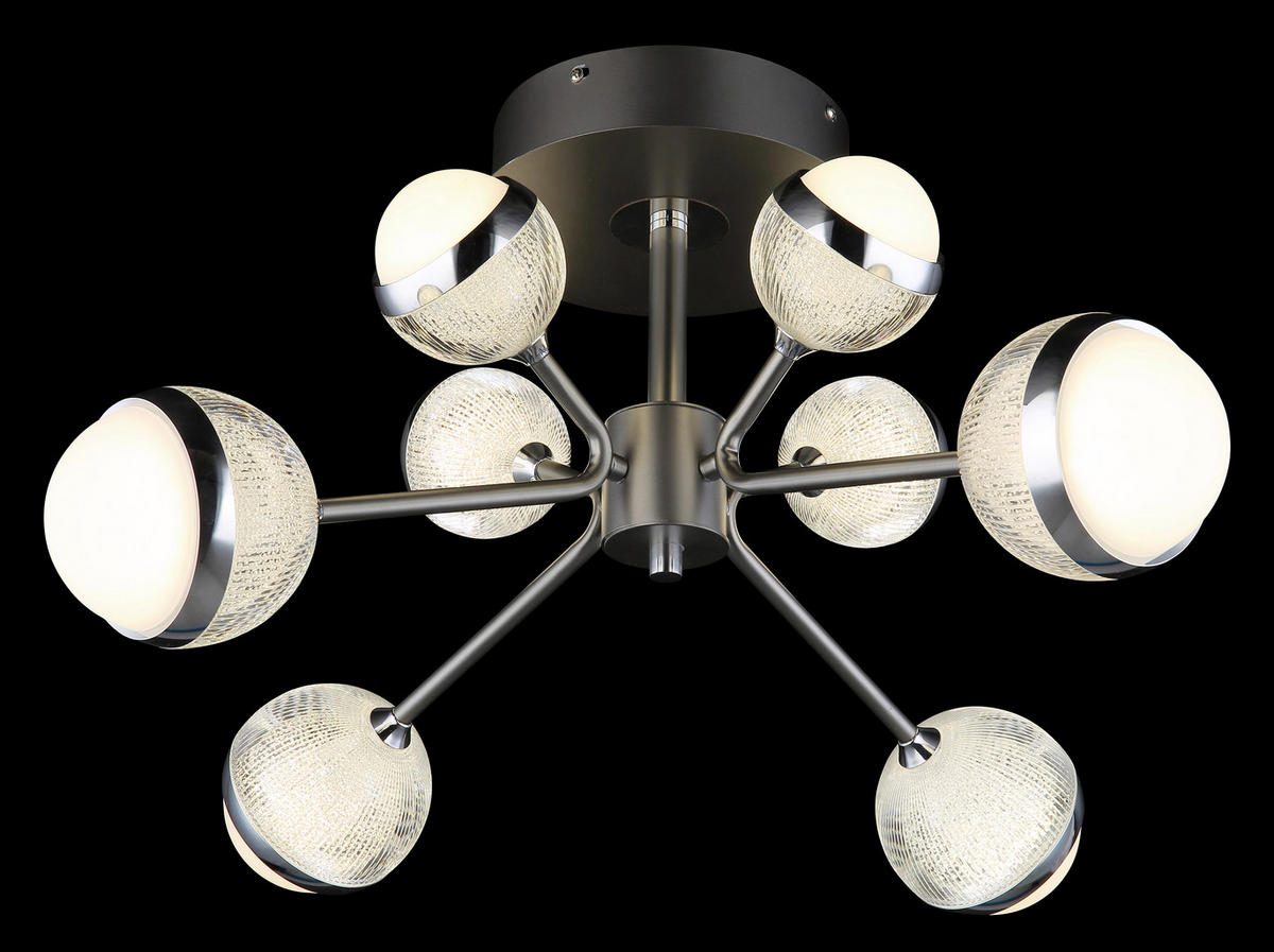 LED-DECKENLEUCHTE 61/29 cm   - Klar/Titanfarben, KONVENTIONELL, Kunststoff/Metall (61/29cm) - Globo