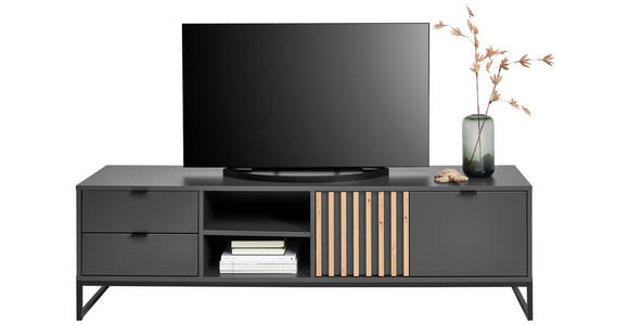 LOWBOARD  in 177,1/52,6/40 cm  - Schwarz/Graphitfarben, MODERN, Holzwerkstoff/Metall (177,1/52,6/40cm) - Voleo