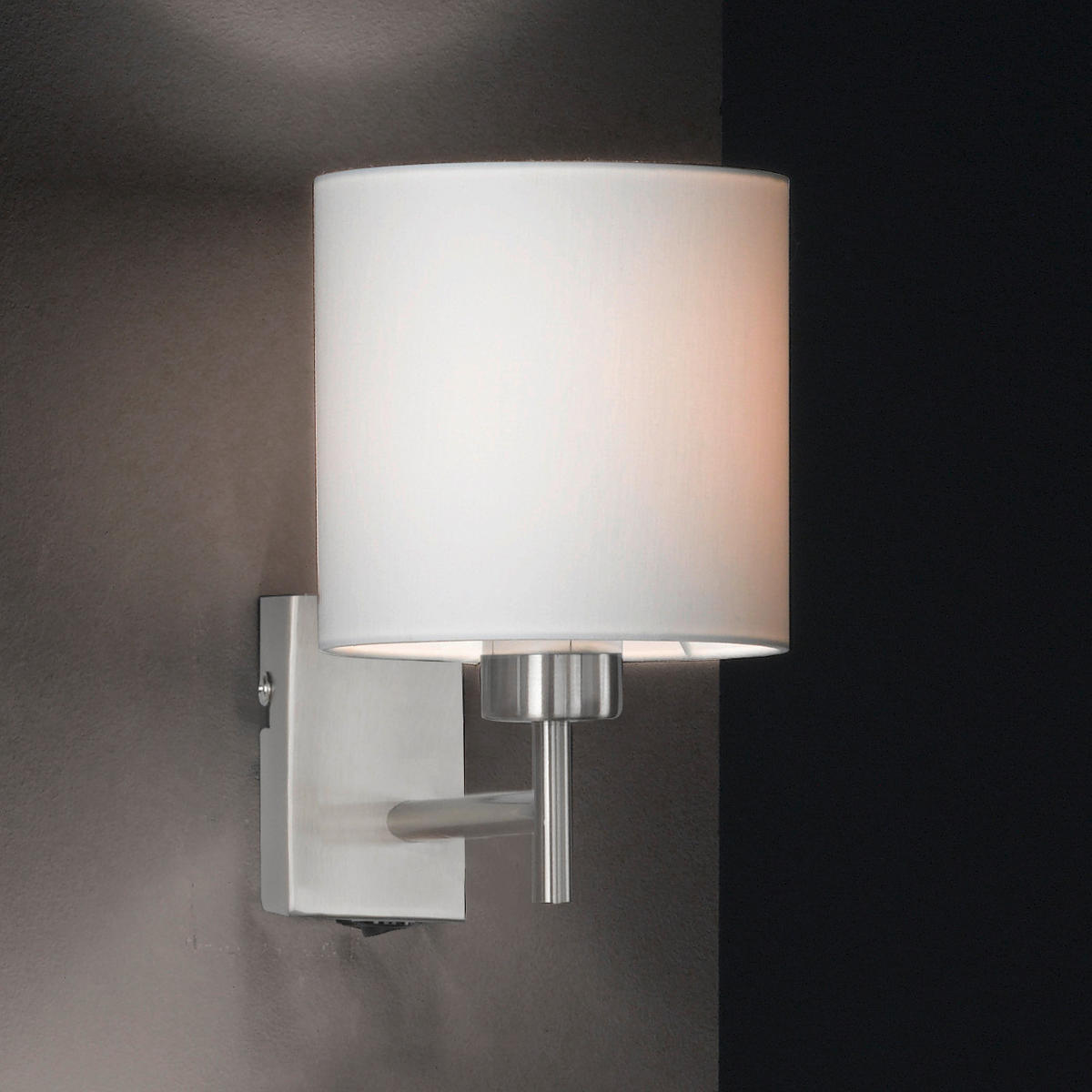 VÄGGLAMPA 16/24 cm   - vit, Design, metall/textil (16/24cm) - Fischer & Honsel