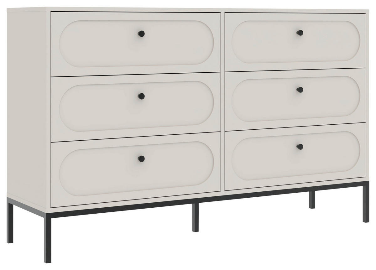 KOMMODE , 150/92/40 cm, 6 Schublade(n)  - Kaschmir/Schwarz, Design, Holzwerkstoff/Metall (150/92/40cm) - MID.YOU