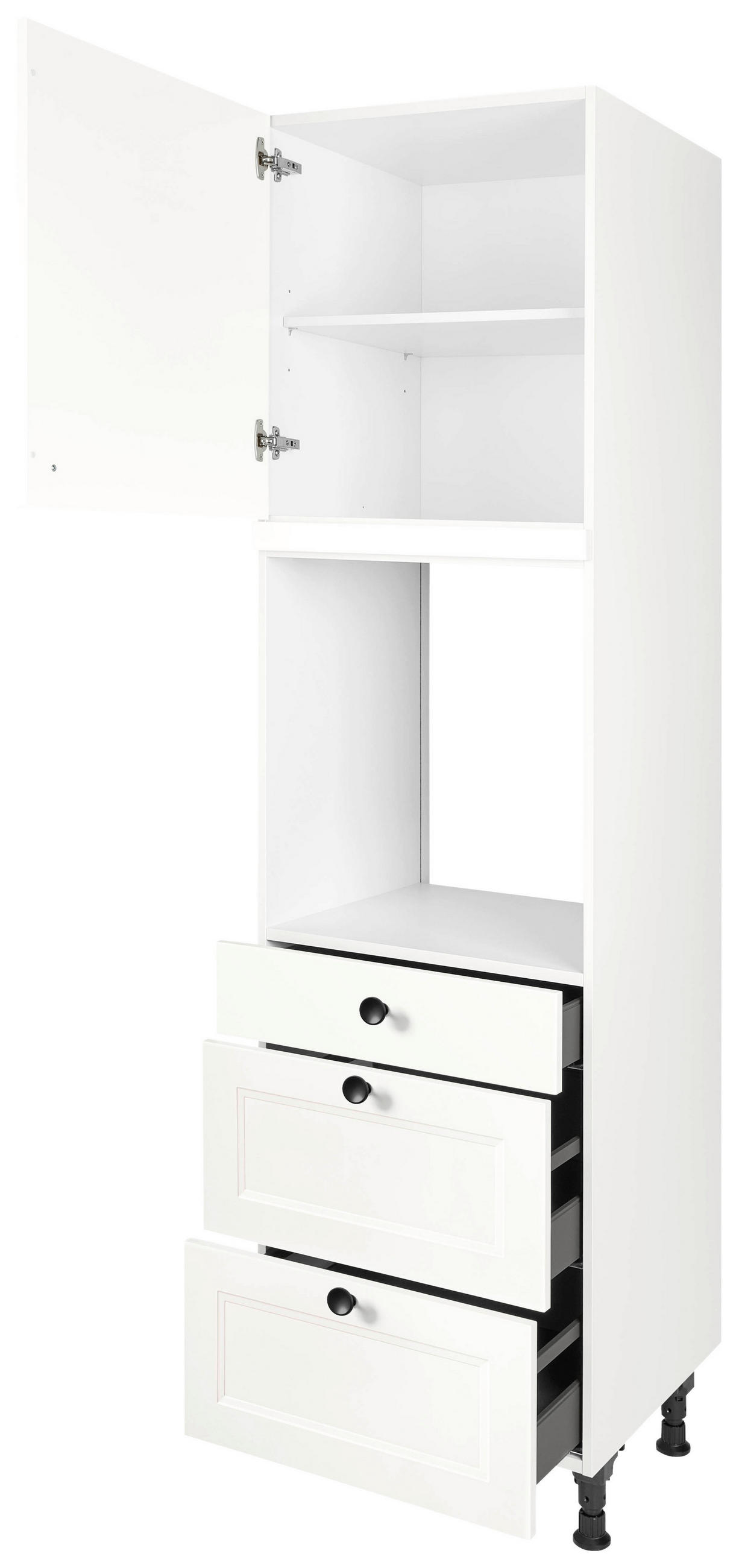 GERÄTEUMBAUSCHRANK 60/216,6/58 cm  in Weiß  - Schwarz/Weiß, MODERN, Holzwerkstoff/Metall (60/216,6/58cm) - Nobilia