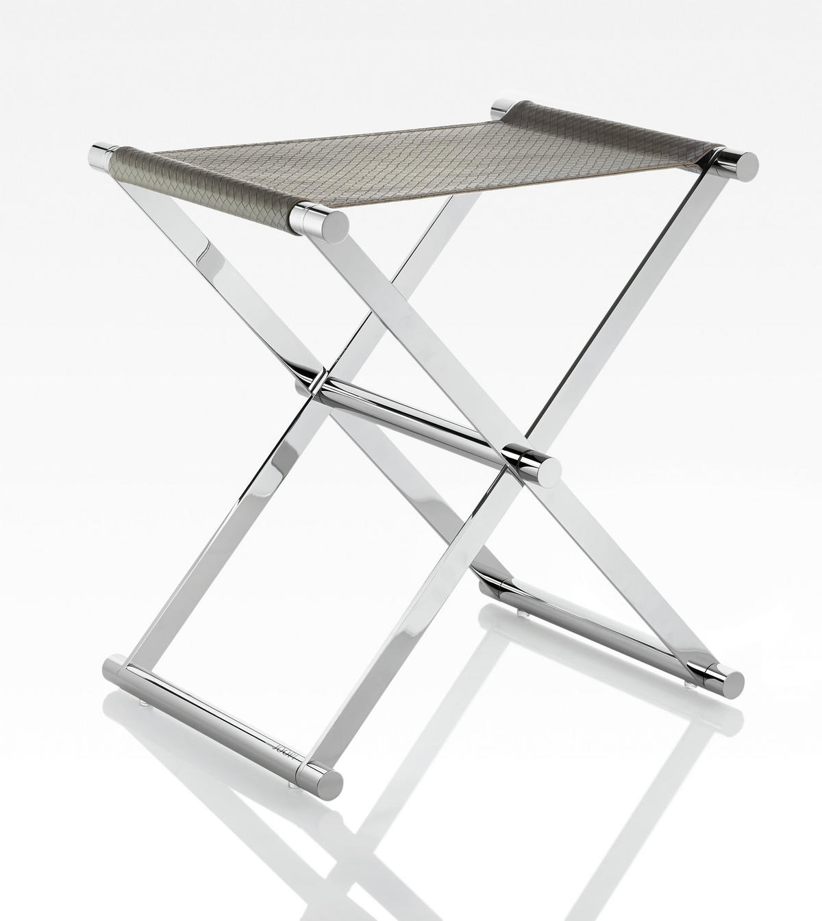 KLAPPHOCKER Lederlook Chromfarben, Beige  - Chromfarben/Beige, Design, Textil/Metall (34,5/45/45cm) - Joop!