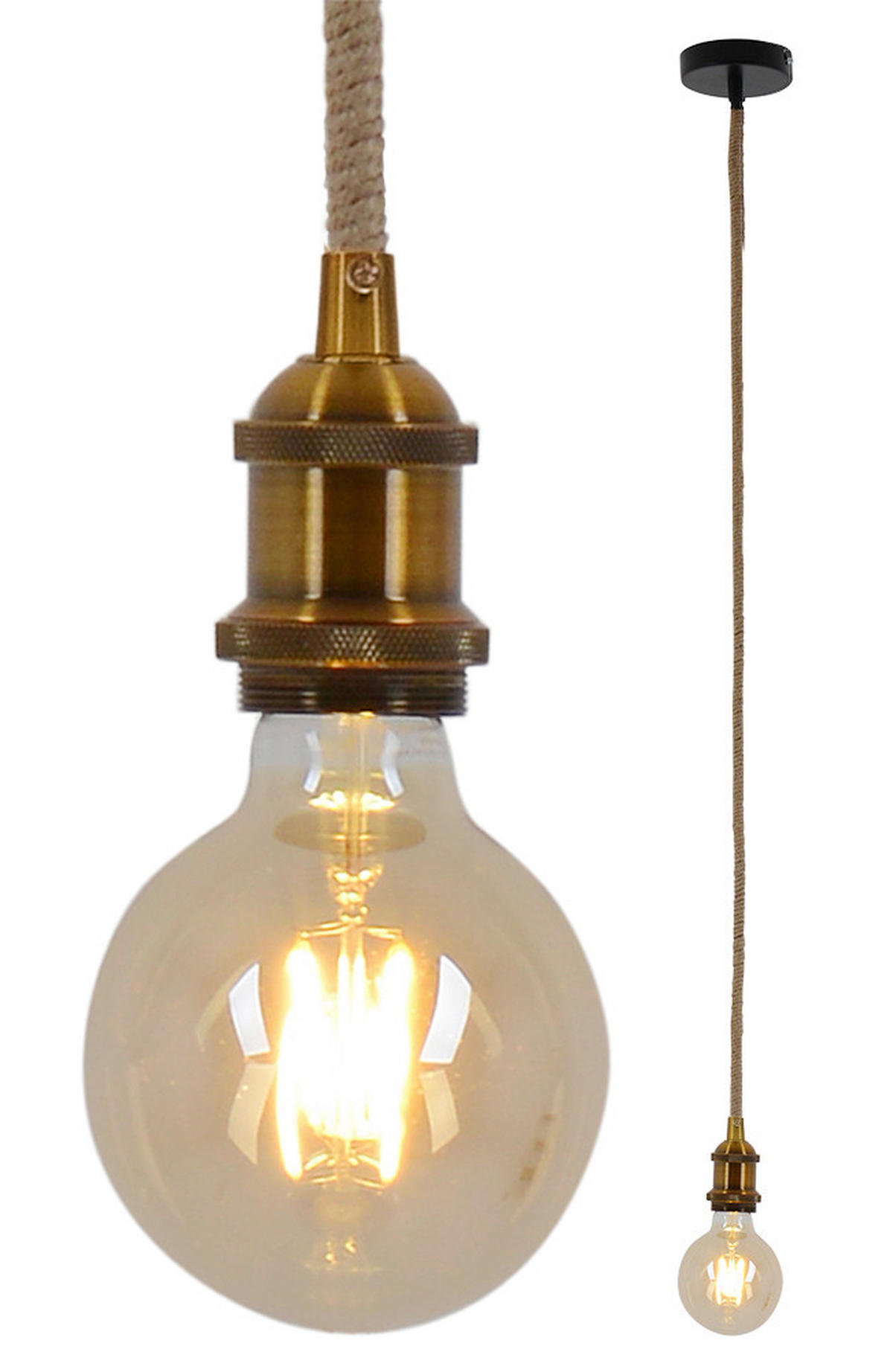 HÄNGELEUCHTE 10/100 cm  - Messingfarben, KONVENTIONELL, Naturmaterialien/Metall (10/100cm) - Näve