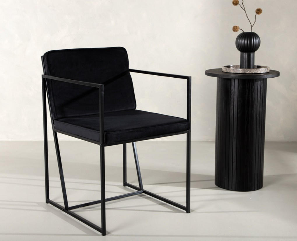 STOL  i stål sammet  - grå/svart, Design, metall/textil (52/82/55cm) - Johann Jakob