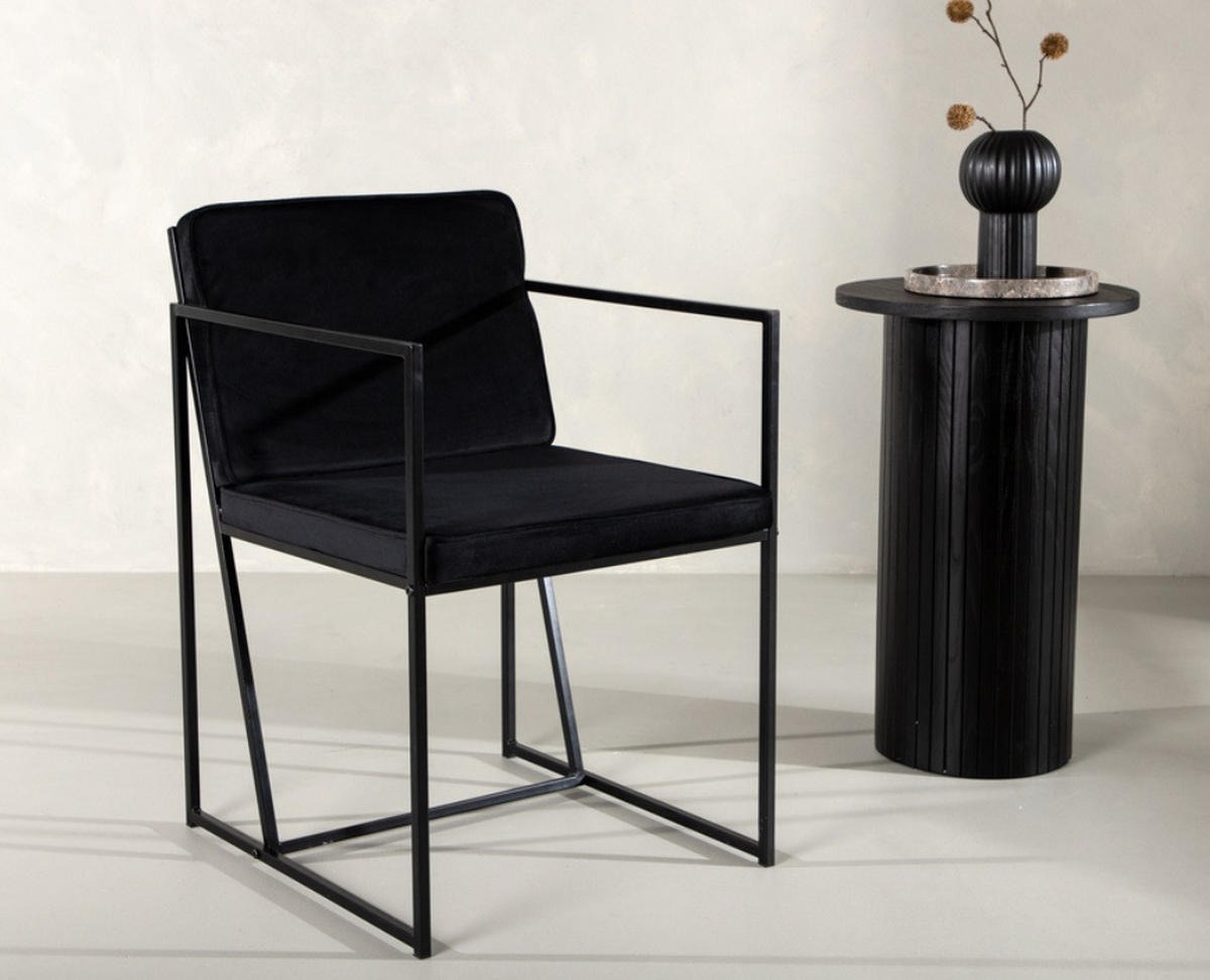 STOL stål sammet  - svart/grå, Design, metall/textil (52/82/55cm) - Johann Jakob