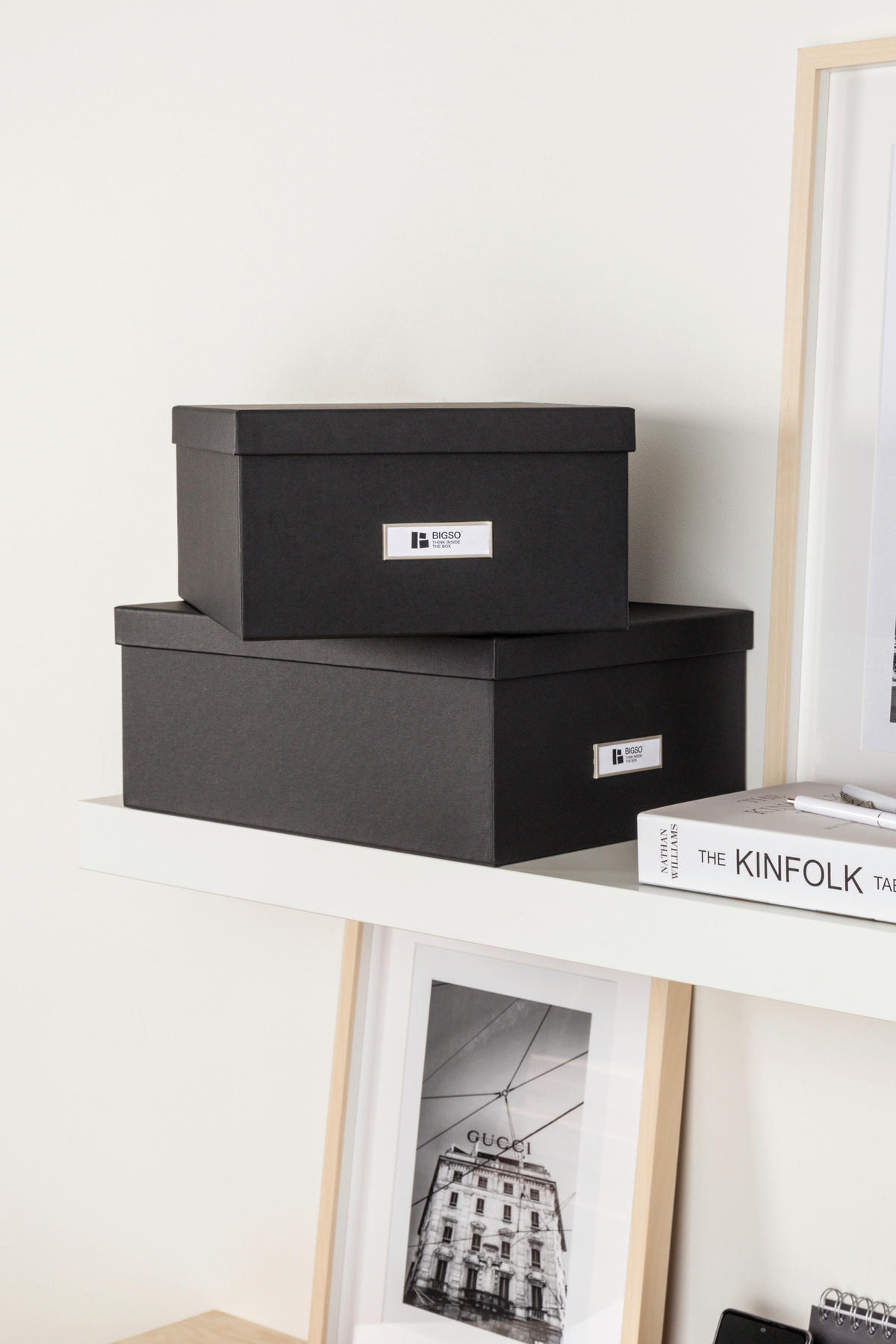 AUFBEWAHRUNGSBOX 36.5/26.5/14.5 cm  - Schwarz, Basics, Karton/Papier (36.5/26.5/14.5cm)