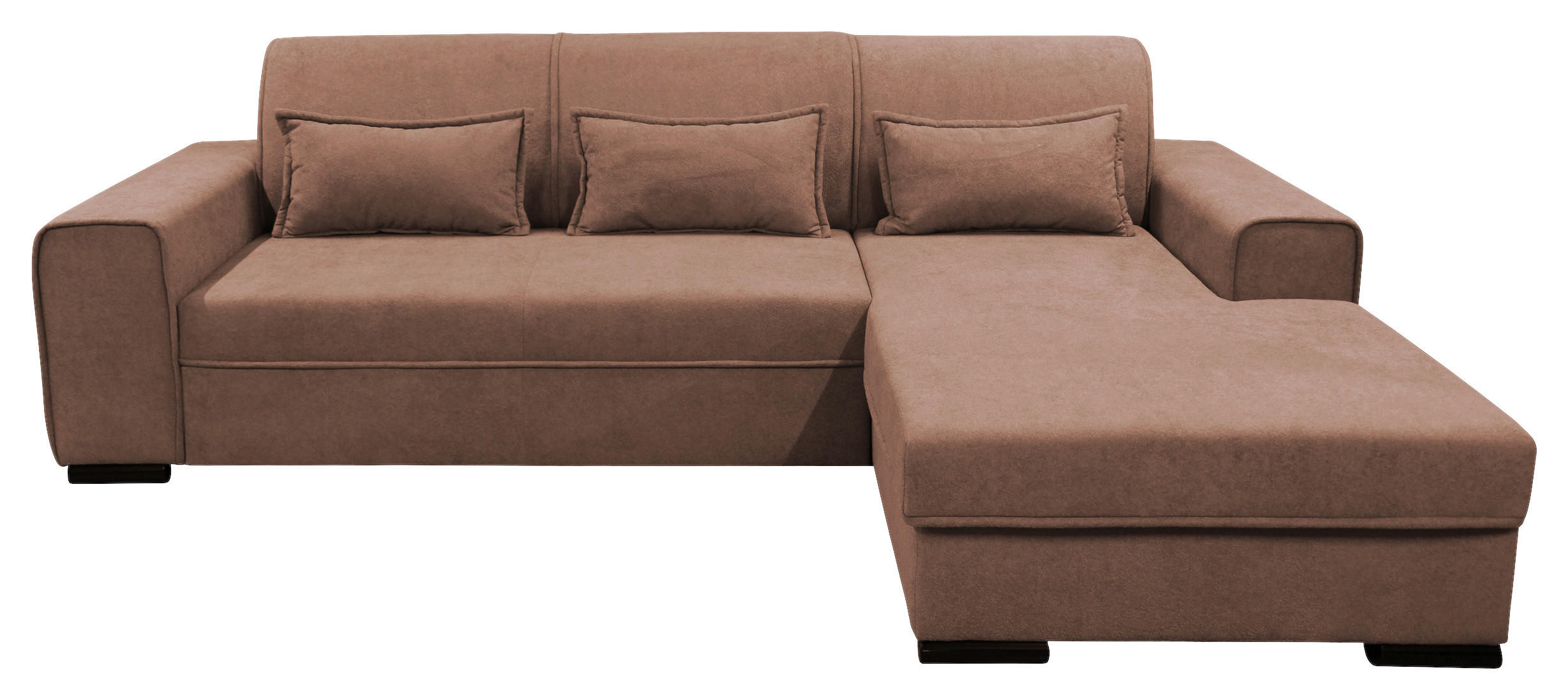 ECKSOFA Altrosa Struktur, Bouclé  - Altrosa/Schwarz, Design, Kunststoff/Textil (270/175cm) - MID.YOU