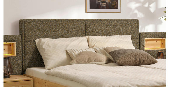 BETT 180/200 cm in Zirbelkieferfarben, Olivgrün - Zirbelkieferfarben/Olivgrün, Natur, Holz/Textil (180/200cm) - Valnatura