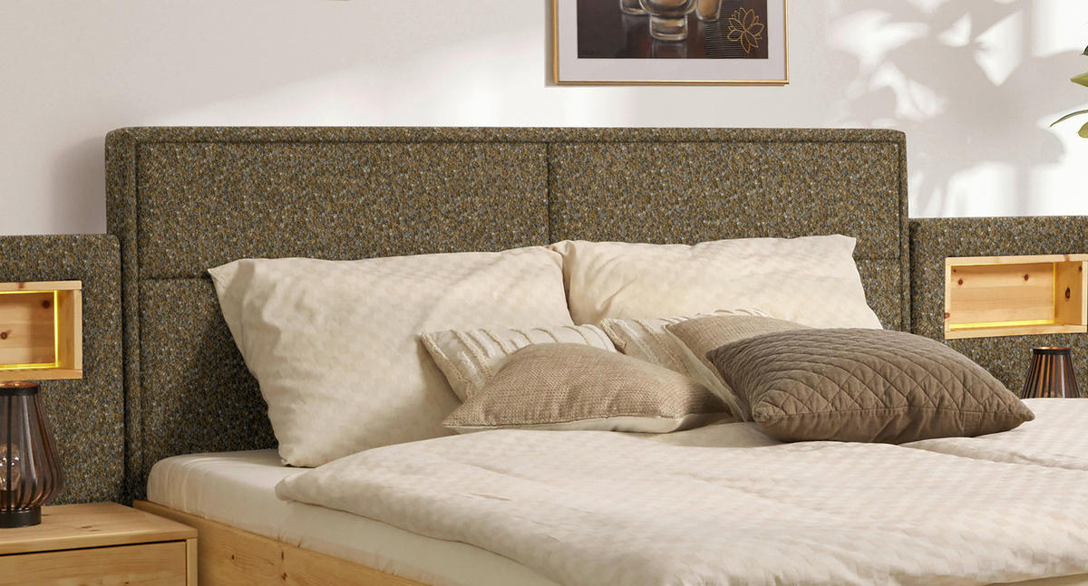 BETT 180/200 cm  in Zirbelkieferfarben, Khaki  - Khaki/Zirbelkieferfarben, Natur, Holz/Textil (180/200cm) - Valnatura