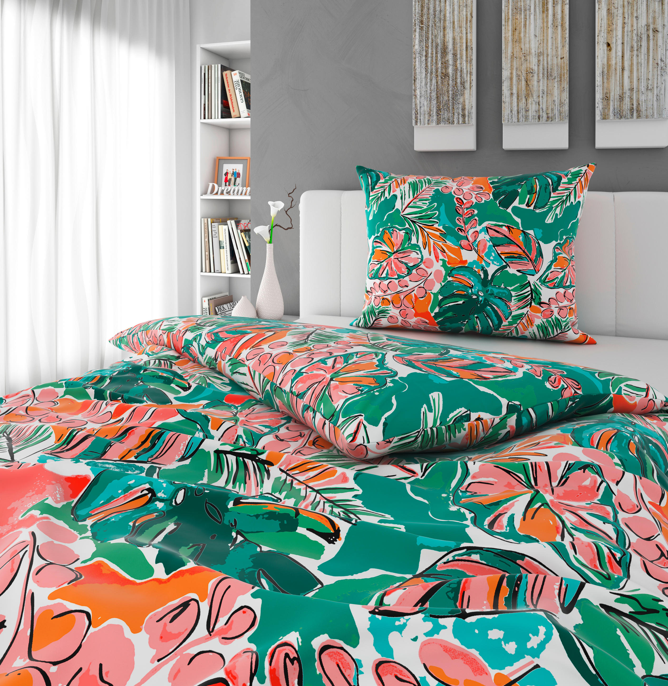 POSTEĽNÁ BIELIZEŇ, satén, viacfarebná, 140/200 cm - viacfarebná, Konventionell, textil (140/200cm) - Esposa