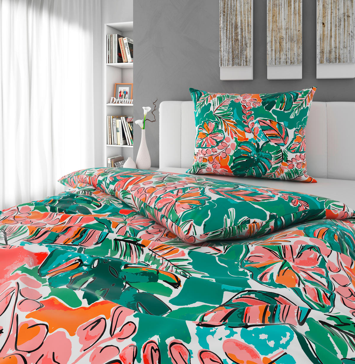 POSTEĽNÁ BIELIZEŇ, satén, viacfarebná, 140/200 cm - viacfarebná, Konventionell, textil (140/200cm) - Esposa