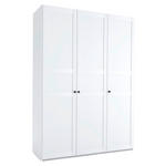 DREHTÜRENSCHRANK  in Weiß  - Silberfarben/Weiß, Basics, Holzwerkstoff/Metall (150/216/58cm) - Xora