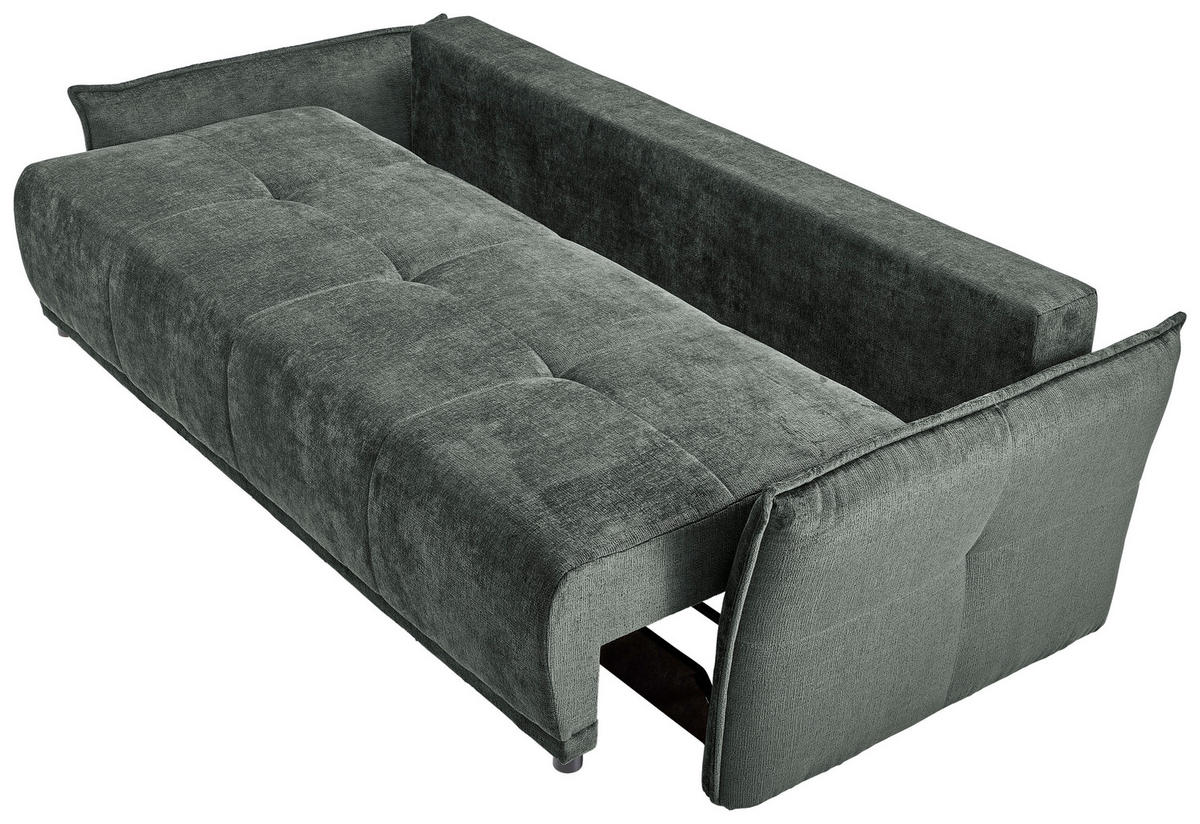 BOXSPRINGSOFA  mit Stoffauswahl, Liegefunktion, Schlafen auf Sitzhöhe, Rücken echt Chenille Dunkelgrün  - Dunkelgrün/Schwarz, MODERN, Kunststoff/Textil (235/95/108cm) - Hom`in