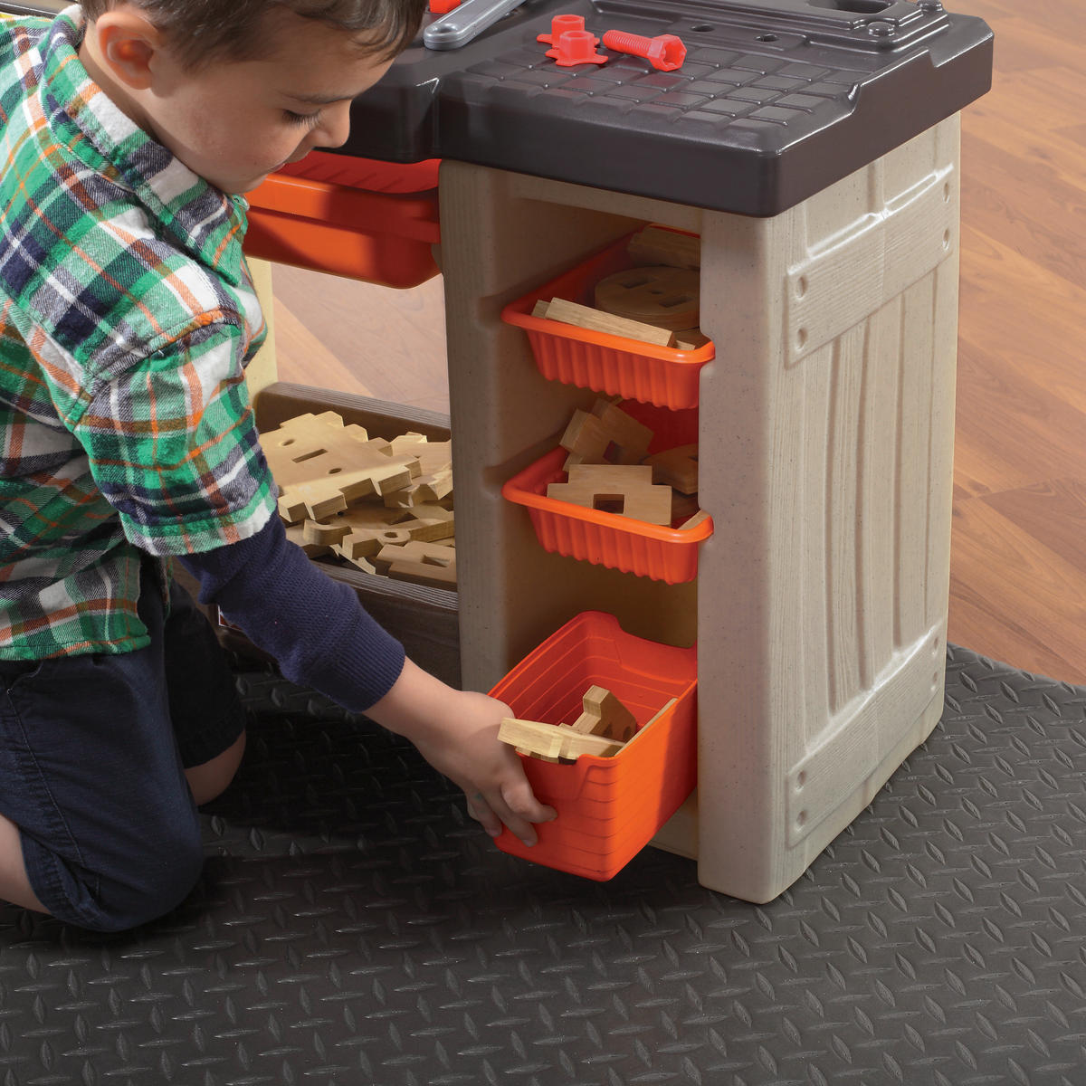 KINDERWERKBANK - Beige/Orange, KONVENTIONELL, Kunststoff (92,1/89,9/33cm) - Ambia Garden