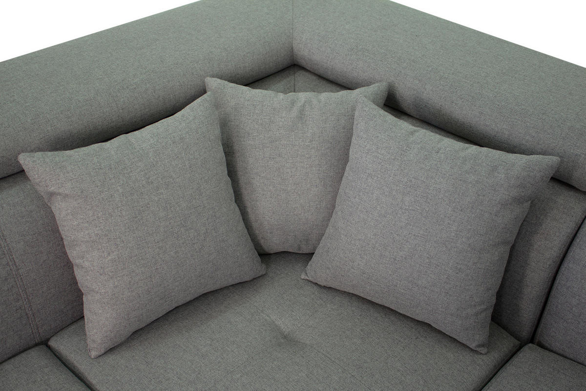 ECKSOFA in Webstoff Hellgrau  - Silberfarben/Hellgrau, Design, Textil/Metall (226/257cm) - Xora