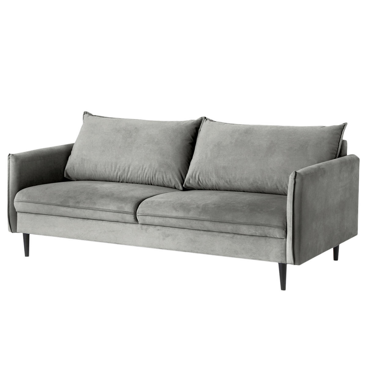 3-SITZER-SOFA JULI in Samt Dunkelgrau  - Dunkelgrau/Schwarz, Design, Holz/Textil (203/86/100cm) - P & B