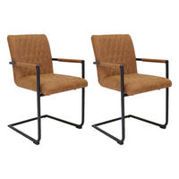 SADA STOLIČIEK S PODRÚČKAMI 2 kus - čierna/koňaková, Lifestyle, kov/textil (52cm) - MID.YOU