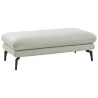 HOCKER in Leder Hellgrau  - Hellgrau/Schwarz, Design, Leder/Metall (130/45/68cm) - Dieter Knoll