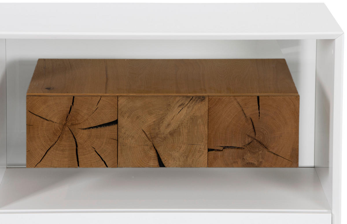 KOMODA, bela, barve hrasta  - barve hrasta/bela, Design, leseni material/les (120/85/40cm) - MID.YOU