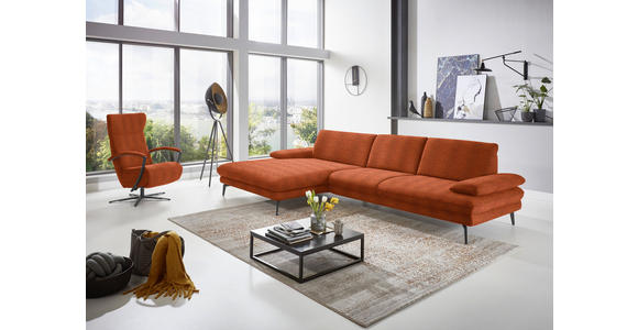 ECKSOFA in Chenille Terracotta 180/310 cm - Terracotta/Schwarz, Design, Textil/Metall (180/310cm) - Dieter Knoll