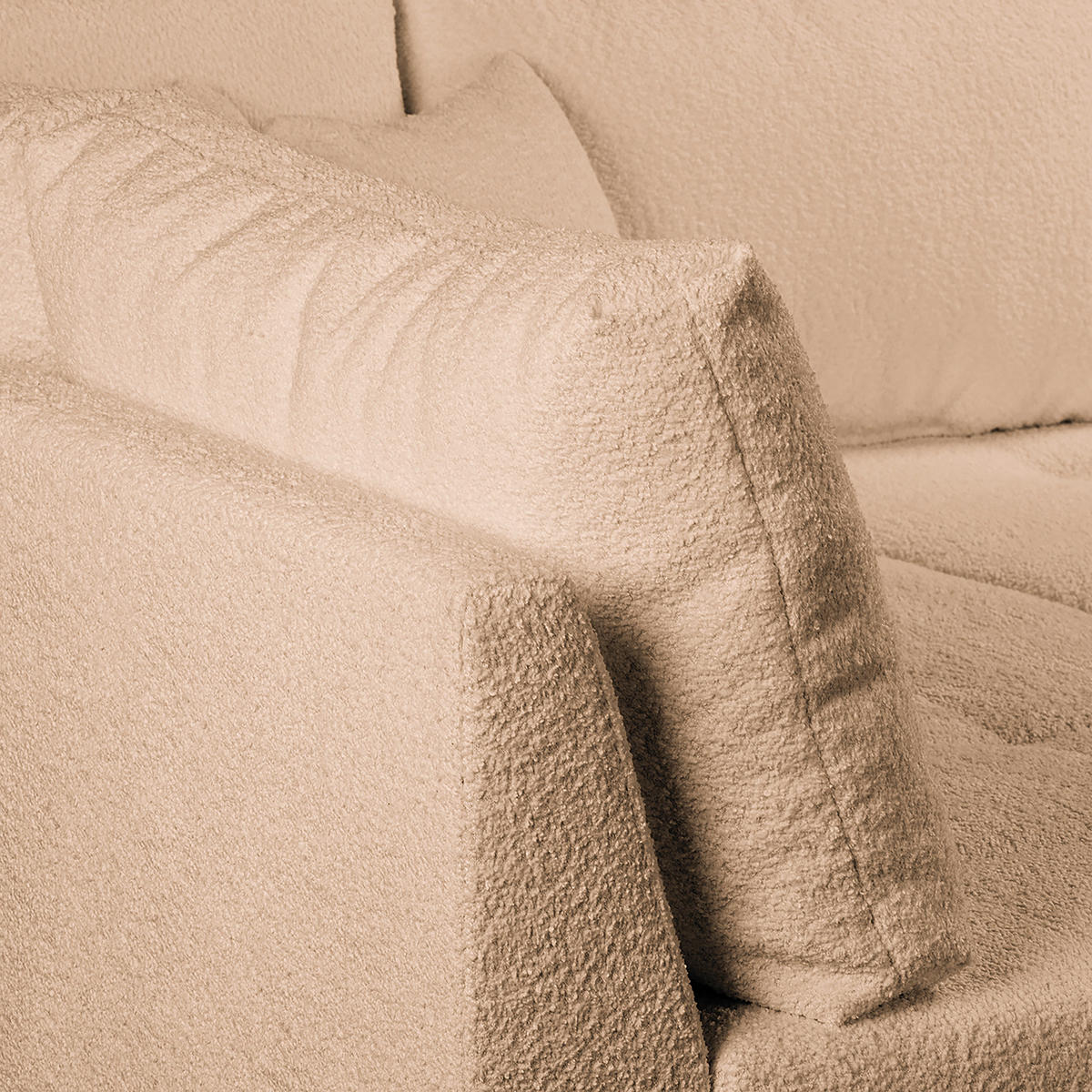 ECKSOFA inkl. Hocker Ariella Beige Bouclé  - Beige/Naturfarben, Design, Holz/Textil (161/231cm) - Livetastic
