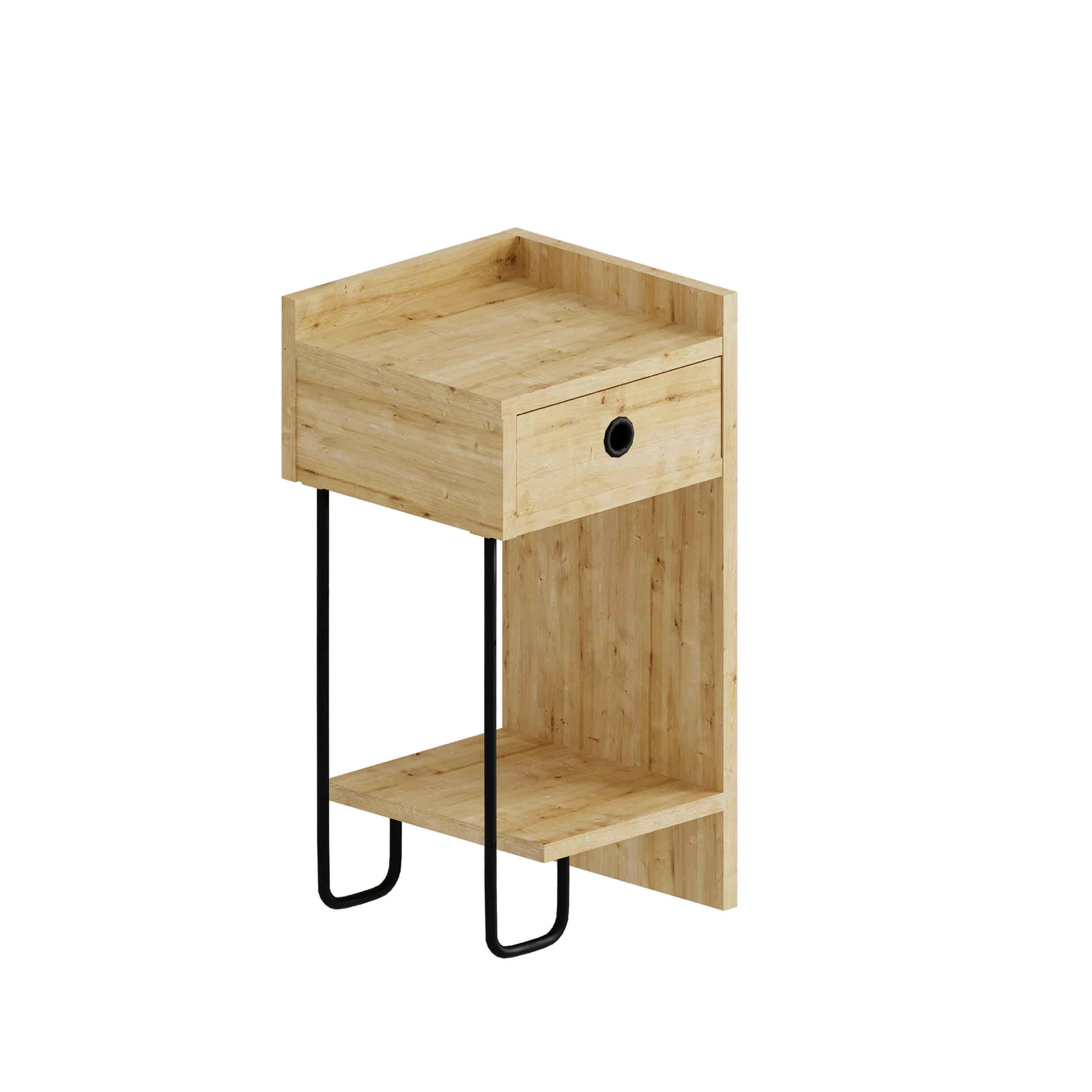 KINDERNACHTSCHRANK 32/61/30 cm  - Eichefarben, Design, Holzwerkstoff/Metall (32/61/30cm) - Livetastic