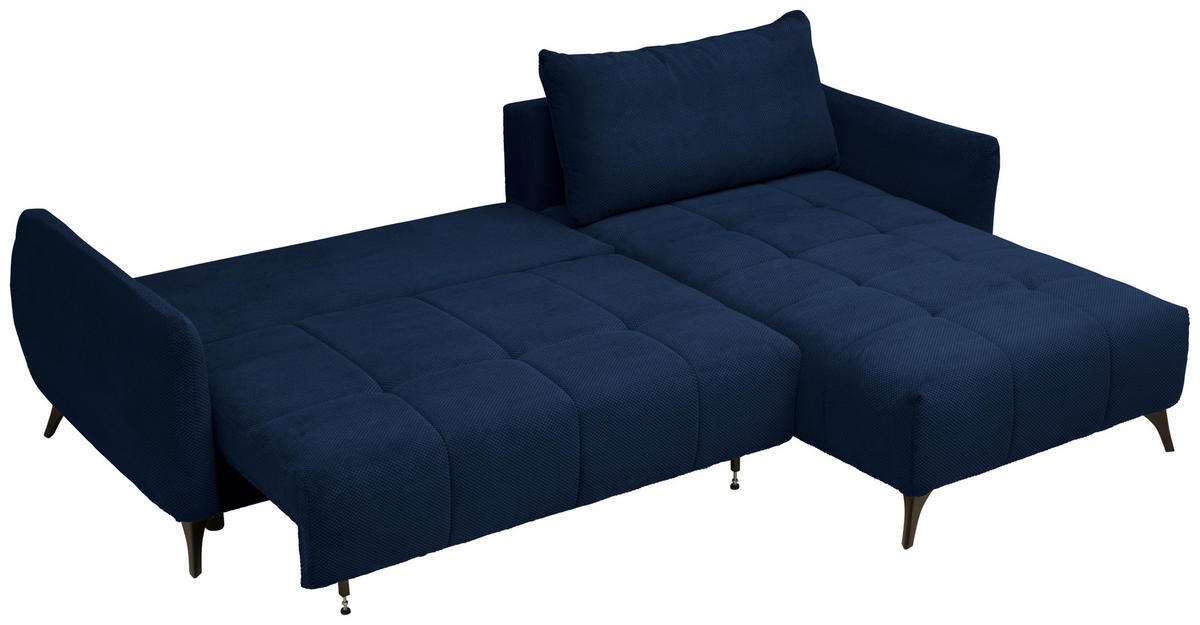 HÖRNSOFFA i struktur, plysch mörkblå  - svart/mörkblå, Design, metall/textil (287/197cm) - Livetastic