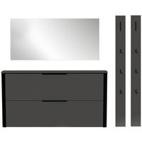 GARDEROBE 4-teilig  in 200/191/34 cm  - Anthrazit/Schwarz, Design, Glas/Holzwerkstoff (200/191/34cm) - Dieter Knoll