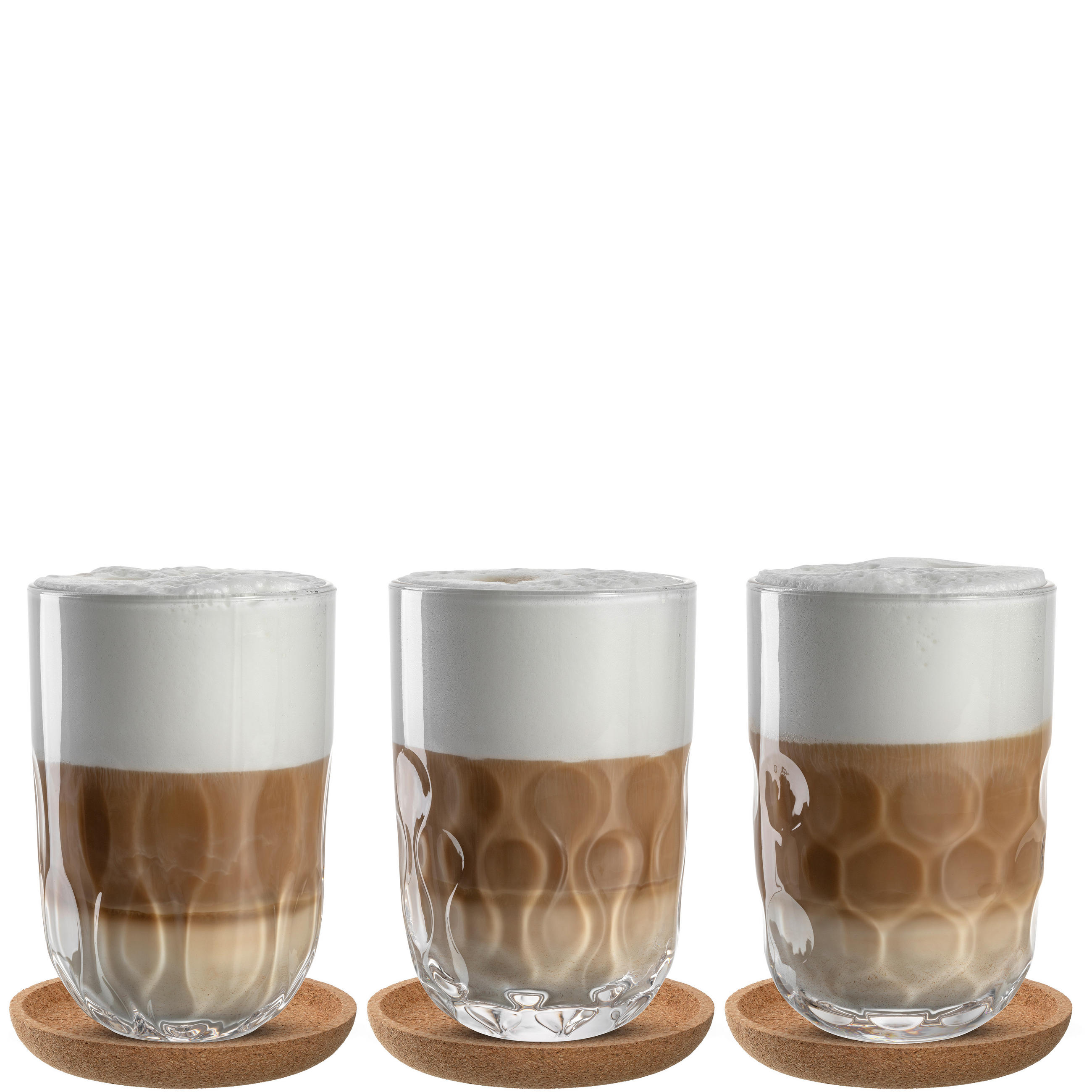 ČAŠA ZA LATE MAKIJATO  390 ml   - prozirna/braon, Konvencionalno, staklo/drvo - Leonardo