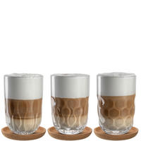 LATTE-MACCHIATO-GLAS GOCCE 390 ml 6-teilig  - Klar/Braun, Konventionell, Glas/Holz - Leonardo